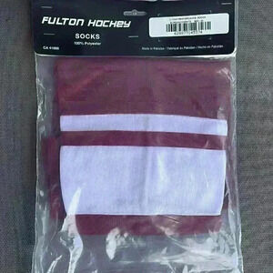 Fulton Hockey‎ socks ~ 24" Junior ~ 2 Tone burgundy/white